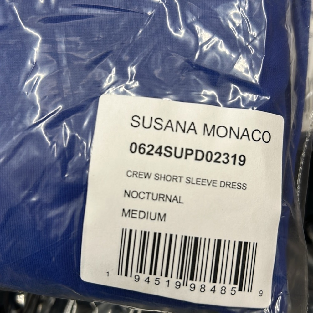 Susana Monaco NWT Crew Short Sleeve Dress in Nocturnal Blue (0162) - Picture 7 of 9